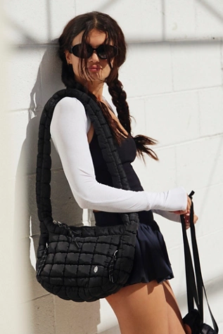 Free People Quilted Mini Carryall Sling Black