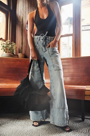 Free People Rae Ruffle Shoulder Bag Black