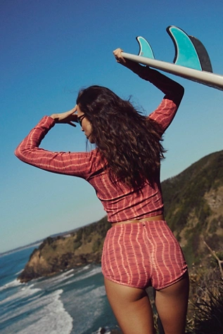 Free People Rhythm Long-Sleeve Surf Crop Sahara