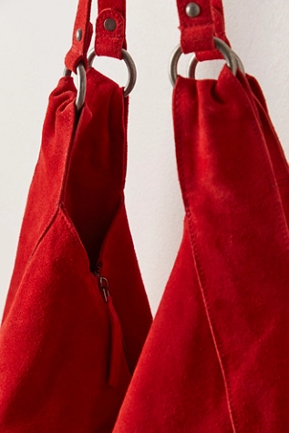 Free People Roma Suede Tote Bag Sour Cherry