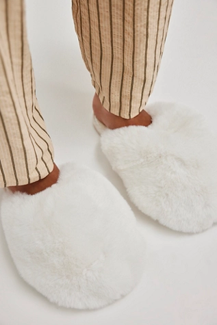 Free People Snowball Slippers Snow Faux Fur