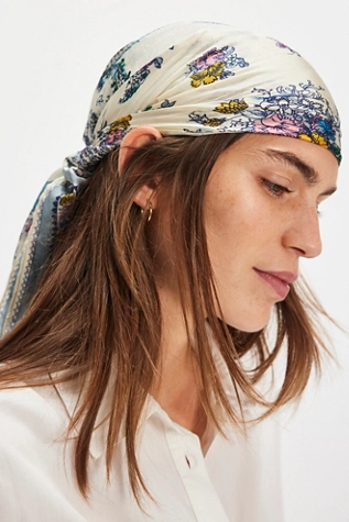 Free People So Silk Bandana Silky Heart Sky Blue