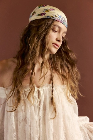 free people So Silk Bandana Silky Heart Sky Blue