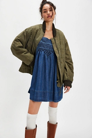 Free People Sonora Denim Mini Dress Midnight Rinse