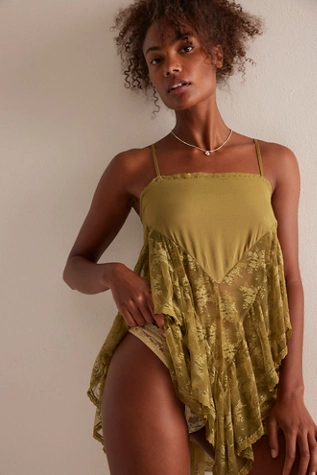 Free People Sunday Candy Mini Slip Green Moss