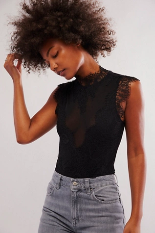 Free People Sweet Nothings Bodysuit Black