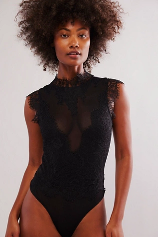 Free People Sweet Nothings Bodysuit Black
