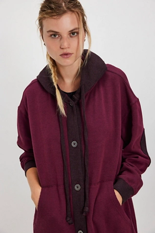 Free People Tomorrows Sweatshirt Cardigan Damson