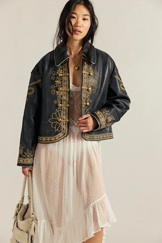 Free People We The Free Lana Leather Jacket Black