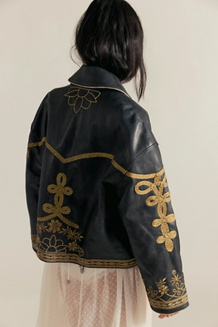Free People We The Free Lana Leather Jacket Black