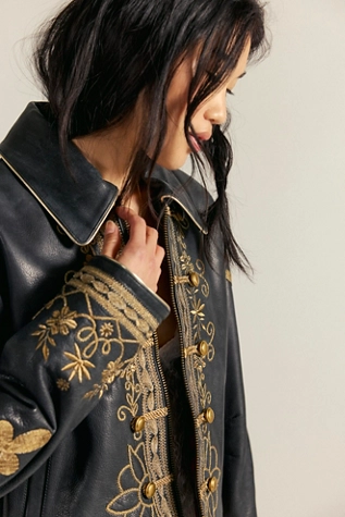 Free People We The Free Lana Leather Jacket Black