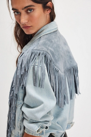 Free People Wide Eyes Suede Collar Pearl Blue