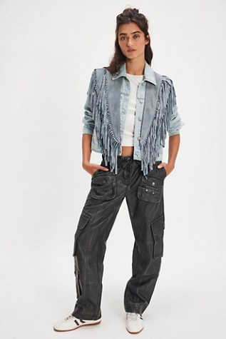 Free People Wide Eyes Suede Collar Pearl Blue