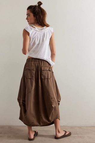 Free People Willow Poplin Maxi Skirt Chocolate
