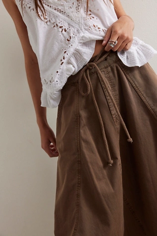 Free People Willow Poplin Maxi Skirt Chocolate