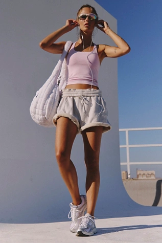 Free People Go To Smooth Square Neck Cami Washed Powder Pink