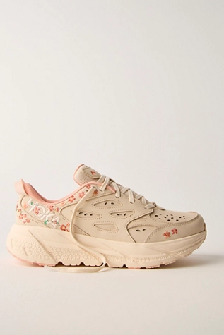 Free People HOKA® Clifton L Athletics Embroidered Sneakers Vanilla / Dry Clay