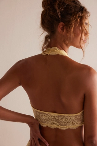 Free People Last Dance Lace Halter Bralette Mellow Yellow