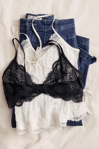 Free People Last Dance Lace Triangle Bralette Black