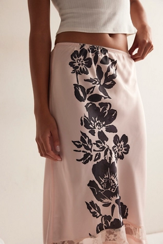 Free People Long Lost Lover Printed Skirt Blush Combo