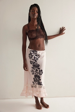 Free People Long Lost Lover Printed Skirt Blush Combo