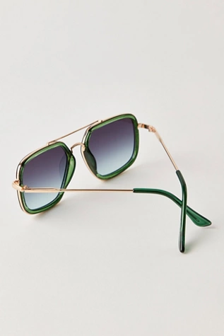 Free People Luna Classic Aviator Sunglasses Soft Green & Sky Blue