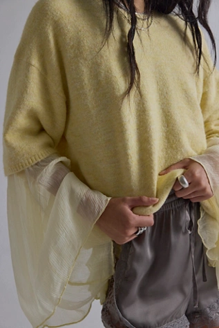 Free People Margot Sweater Tee Butter Yellow Melange