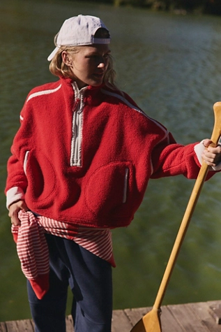 free people Mountain High Half Zip Fleece Winterberry Combo