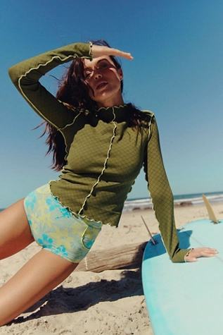 Free People Seea Georgia High-Waist Surf Bottoms Poi