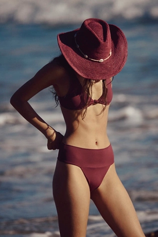 Free People Toast Signature Banded Bikini Bottoms Red Bark