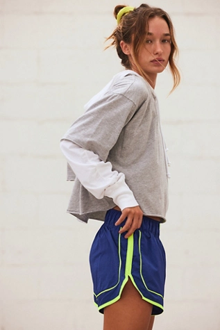 Free People Varsity Blues Shorts Sapphire Skies Combo