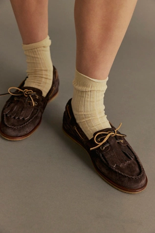 Free People We The Free Benny Boat Shoes Chocolate Suede