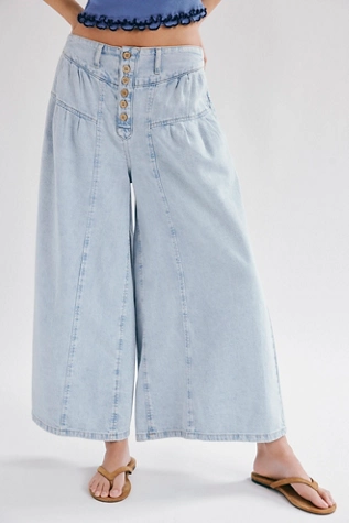 Free People We The Free Blossom Pull-On Jeans Light Sunny Day