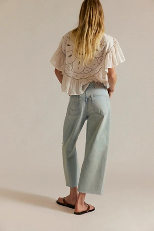 Free People We The Free Deep Trance Dropped Boyfriend Jeans Bleached Out Raw