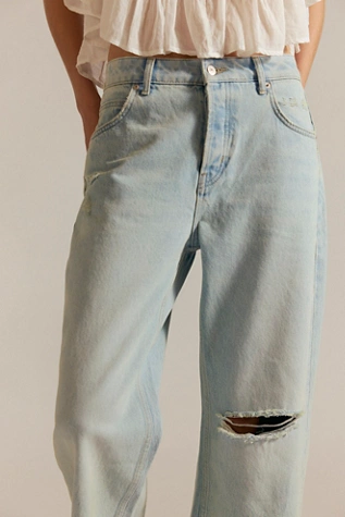 free people We The Free Deep Trance Dropped Boyfriend Jeans Bleached Out Raw