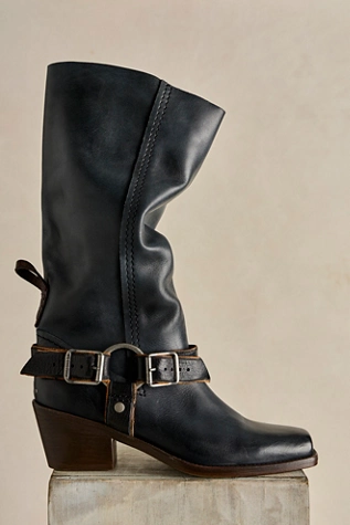 Free People We The Free Denver Double Buckle Boots Washed Black