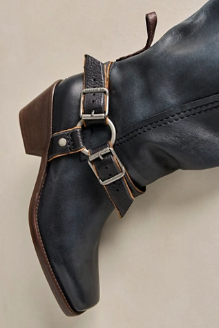 Free People We The Free Denver Double Buckle Boots Washed Black