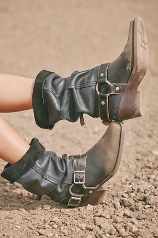 free people We The Free Denver Double Buckle Boots Washed Black