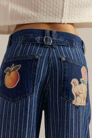 Free People We The Free Farm To Peach Jeans Barnyard Blue