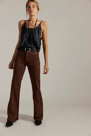 Free People We The Free Firecracker Flare Jeans Retro Brown Snake