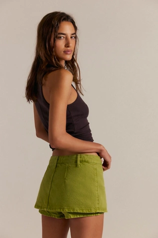 Free People We The Free Gallivanting Peekaboo Skort Shadow Moss