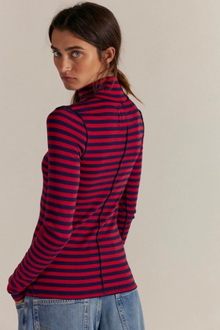 Free People We The Free Good Good Stripe Turtleneck Americana Combo