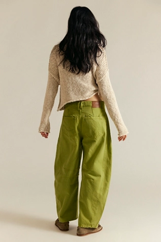 Free People We The Free Good Luck Mid-Rise Barrel Jeans Shadow Moss