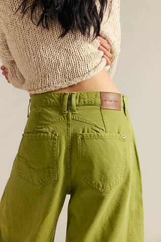 Free People We The Free Good Luck Mid-Rise Barrel Jeans Shadow Moss