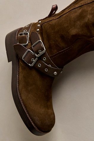 Free People We The Free Janey Engineer Boots Olive Suede