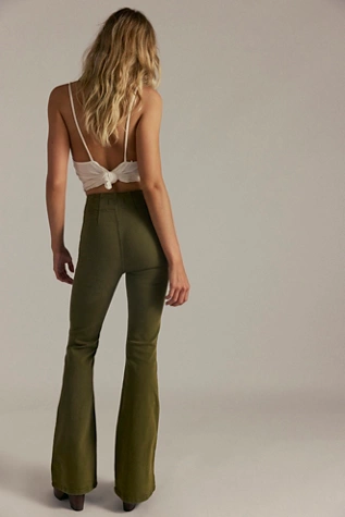 Free People We The Free Jayde Flare Jeans Deep Olive