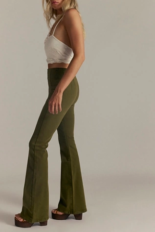 Free People We The Free Jayde Flare Jeans Deep Olive