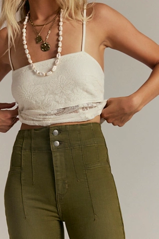 Free People We The Free Jayde Flare Jeans Deep Olive