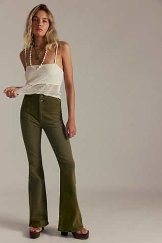 free people We The Free Jayde Flare Jeans Deep Olive
