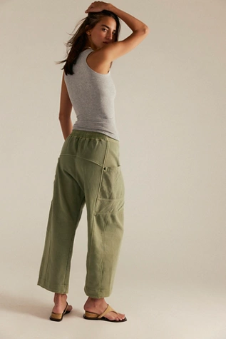 Free People We The Free Jet Set Knit Pull-On Pants Oil Green